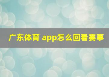 广东体育 app怎么回看赛事